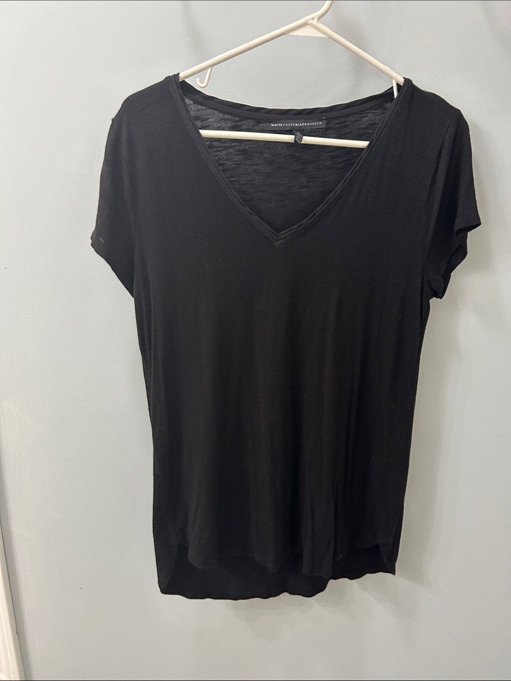 White House Black Market Black V-Neck Short Sleeve Tee